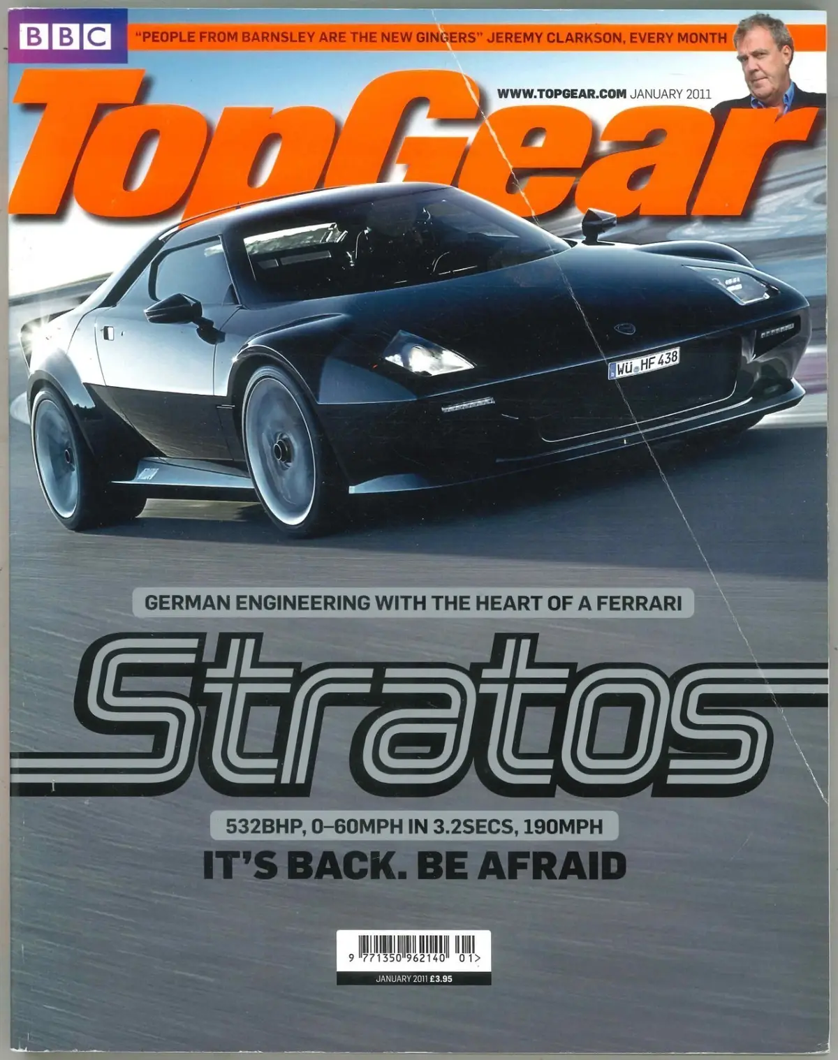 BBC Top Gear Magazine #213, Stratos, Aston Vantage, BMW X3, Jan 2011 (Crease)